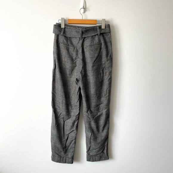 Aritzia Wilfred Jallade Tie Front Wool Blend Pants Trousers Grey Plaid Size 4 - Picture 6 of 8